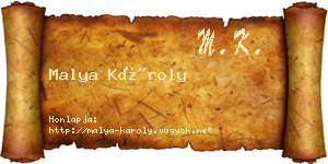 Malya Károly névjegykártya